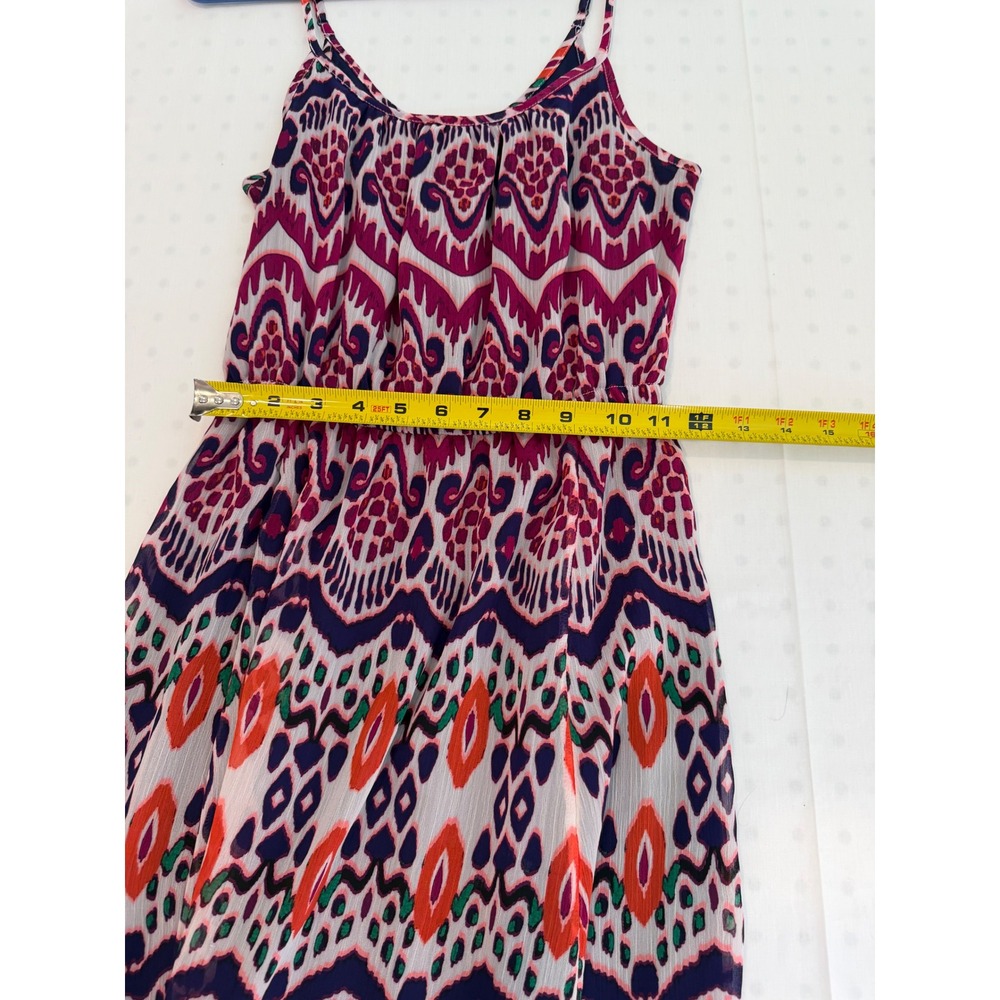 Gap Womens XS Pink Purple Ikat Print Chiffon Sleeveless Mini Sun‎ Dress - Picture 4 of 5